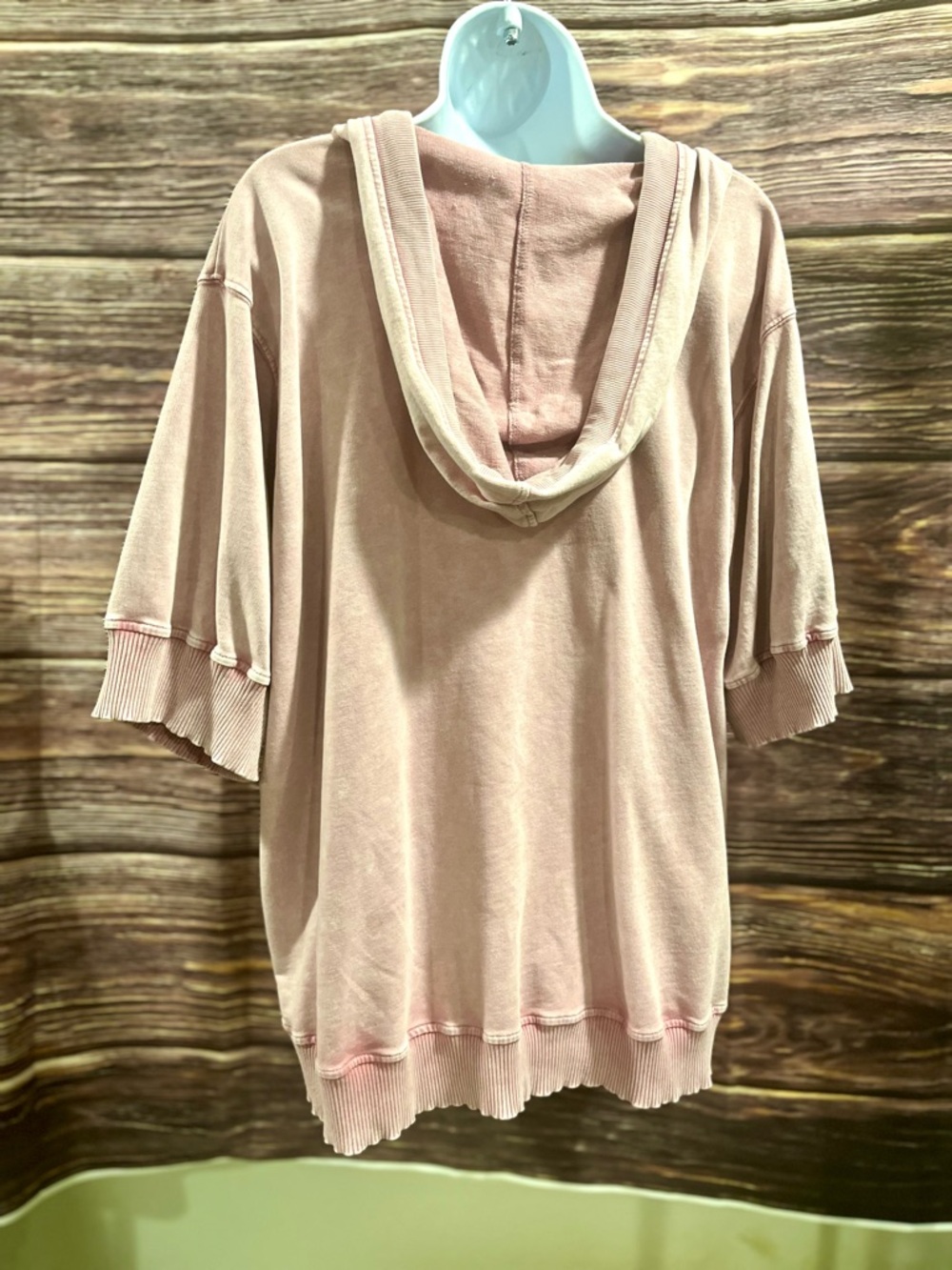 1X Jane + Delancey Pink Dye  V-Neck Hoodie - Picture 2 of 6